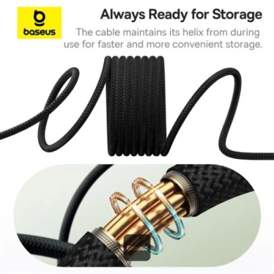 Baseus Tungsten Gold Magnetic Charging Cable USB-C to USB-C 100W 1m - Black